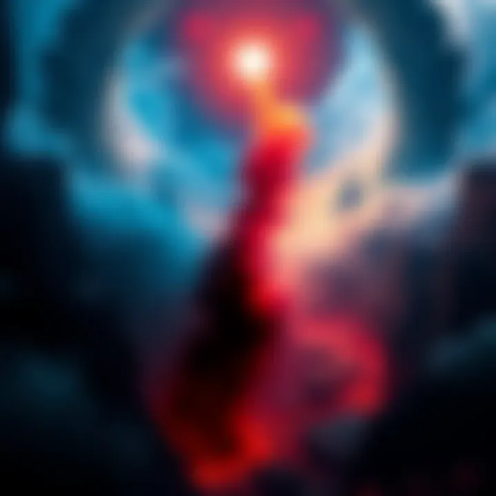 A visual representation of heaven and hell as perceived through remote viewing, featuring ethereal landscapes and dark abyss contrasts.