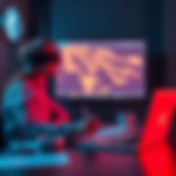 A person sitting at a table with a blindfold, attempting remote viewing while holding a pen and paper. Feedback materials are visible around them.