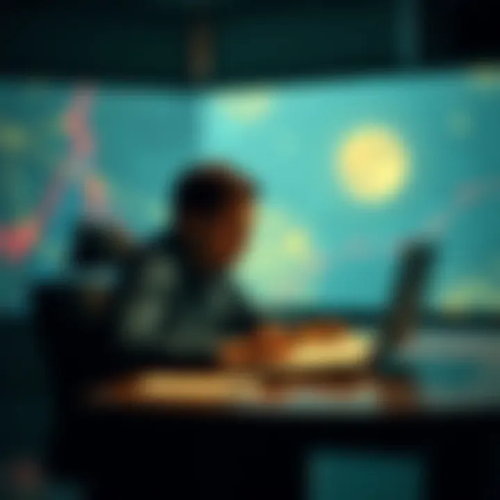 A person sitting at a desk with a notepad, focusing intently during a remote viewing session.
