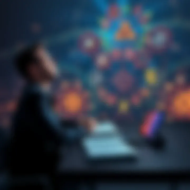 A person sitting at a table with their eyes closed, clearly focusing on a psychic exercise, with notes and a notepad beside them to record predictions.