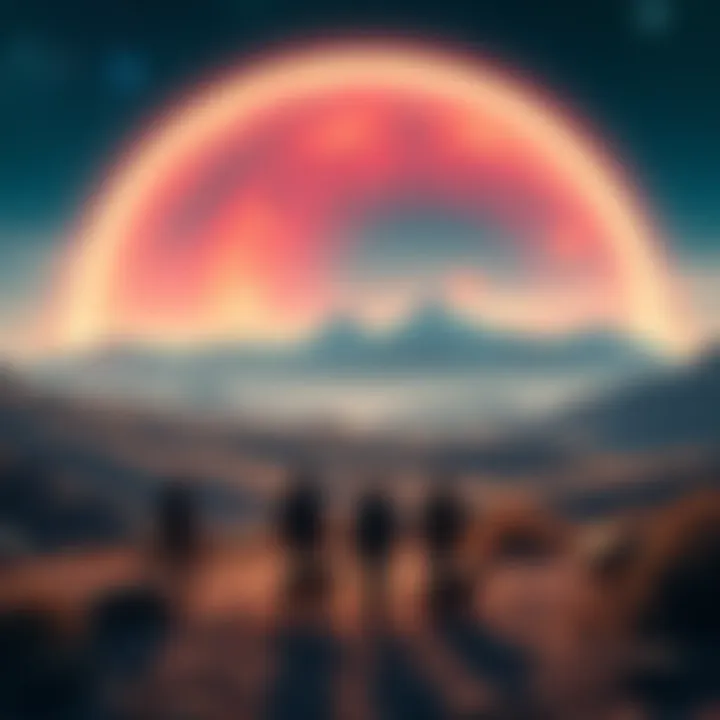 A group of individuals engaged in remote viewing activities at Skinwalker Ranch, featuring a scenic view of the ranch grounds in 2025.