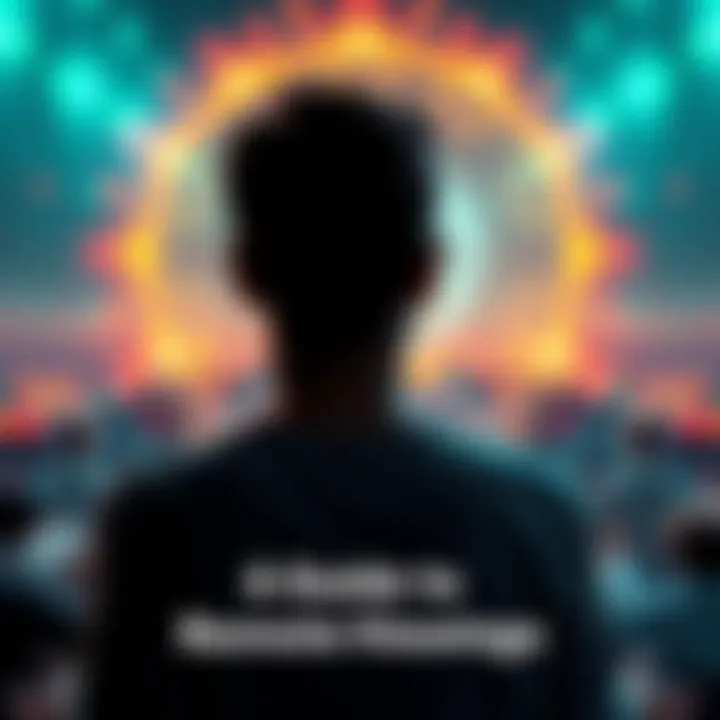 A person meditating with a glowing aura, focusing on a distant scene, representing remote viewing abilities