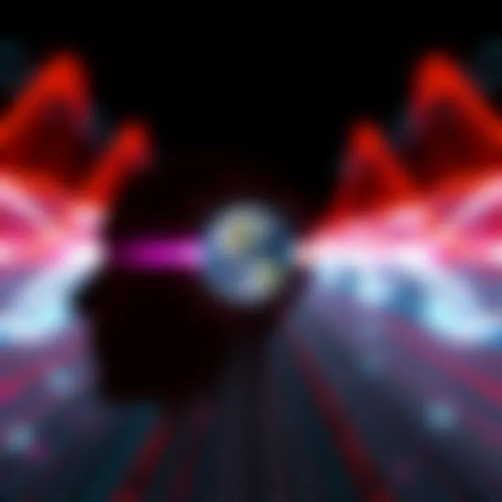 A visualization of remote viewing showing waves and frequencies connecting the mind to Earth's resonance, symbolizing non-local consciousness