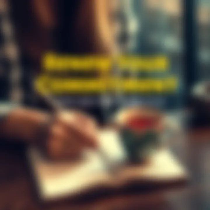 A person writing in a journal with a cup of tea, symbolizing reflection and personal growth for a Year and a Day commitment.