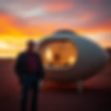 Rep. Eric Burlison stands alongside an egg-shaped UFO craft, discussing the time-loss experiences of people inside it.