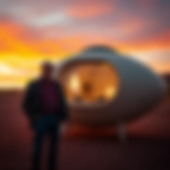 Rep. Eric Burlison stands alongside an egg-shaped UFO craft, discussing the time-loss experiences of people inside it.