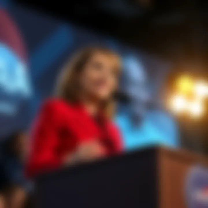 Rep. Anna Luna stands at a podium urging NASA to release data about the 3I/ATLAS mission, showing determination in her call for transparency