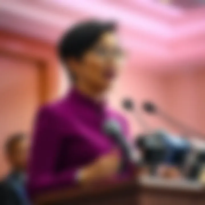 Rep. Anna Paulina Luna announces new testimony while standing at a podium with microphones