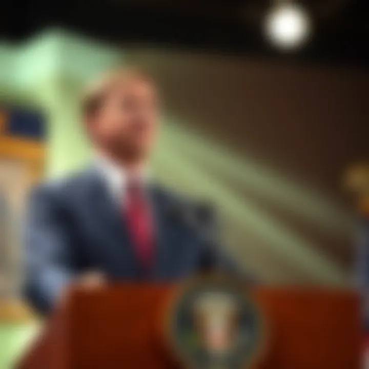 Rep. Burchett discusses UFO files Rep. Burchett speaking at a podium about President Trump's UFO challenges and government secrecy