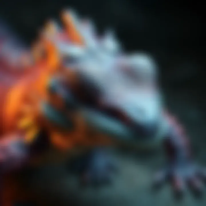 A close-up of a reptilian figure that has caught people's attention on forums