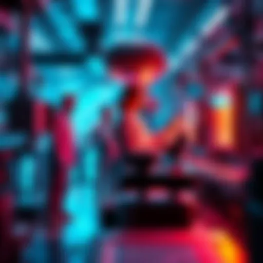 A group of scientists examining extraterrestrial technology inside a high-tech lab with futuristic equipment.