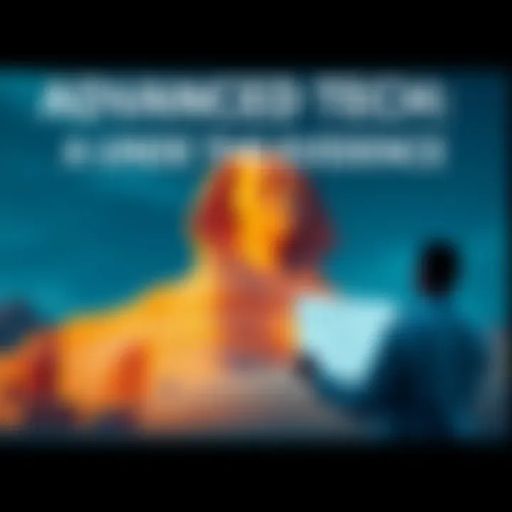 A researcher stands in front of the Sphinx, presenting evidence of possible hidden technology beneath it, with a diagram showing chamber layouts.