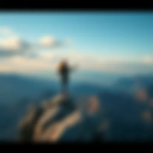 Resilient Woman Overcoming Challenges A woman standing strong on a mountain top, looking out over a vast landscape, symbolizing resilience and personal growth through life's challenges.
