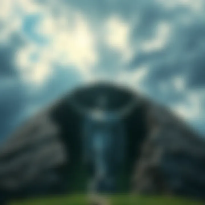 The Resurrection statue in Rome shows Christ emerging from a large, crater-like structure against a dramatic sky.