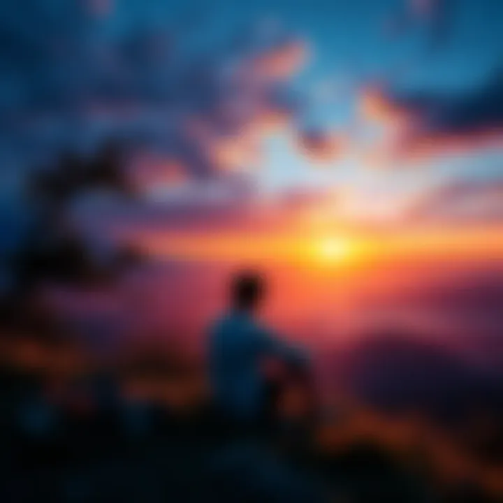 Individual sitting in a peaceful setting, contemplating their past shifting experiences and focusing on mental wellness.