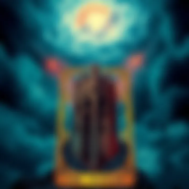 Reversed Tower Card A tarot card showing The Tower in a reversed position, symbolizing disruption and internal realization, with stormy skies above it.