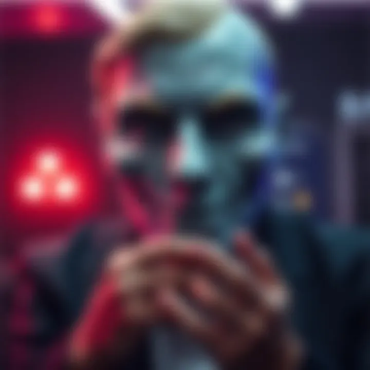Whitley Streiber explaining changes to the Grey face artwork from Communion, focusing on the forehead's width, in an interview setting.