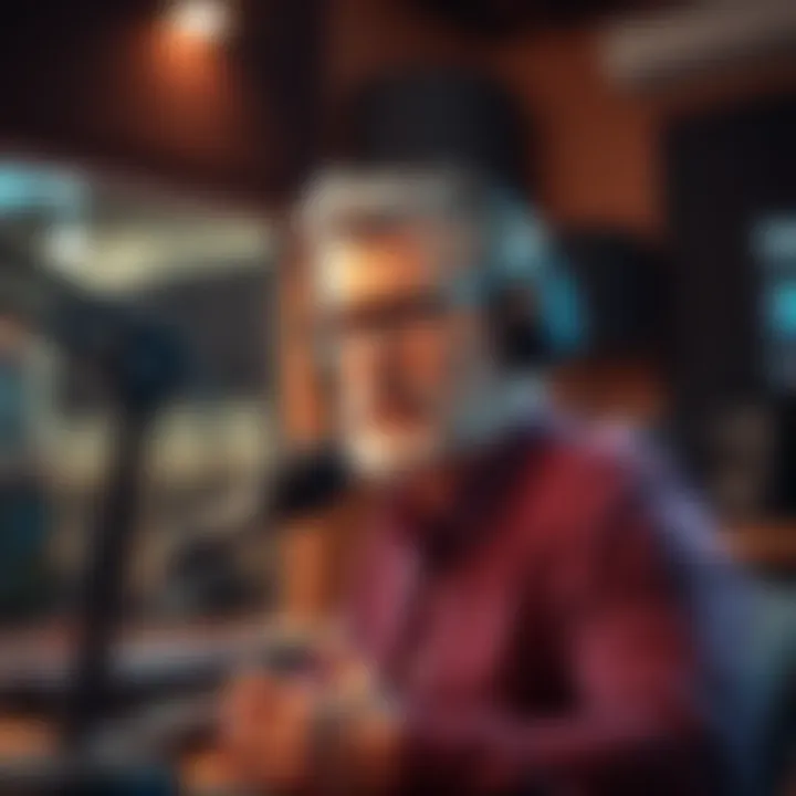 Richard Dolan speaking in a podcast studio with microphones and headphones