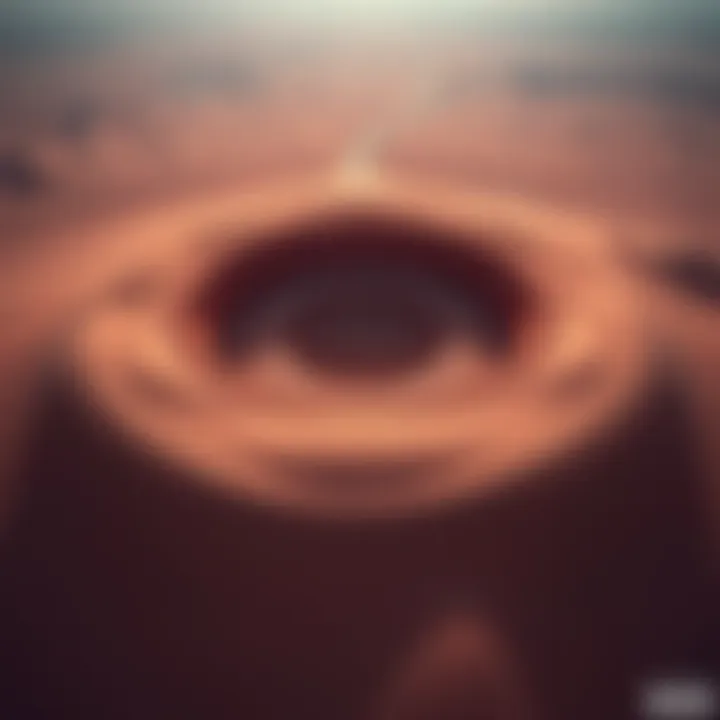 Aerial view of the Richat Structure showcasing its circular shape and surrounding desert landscape.