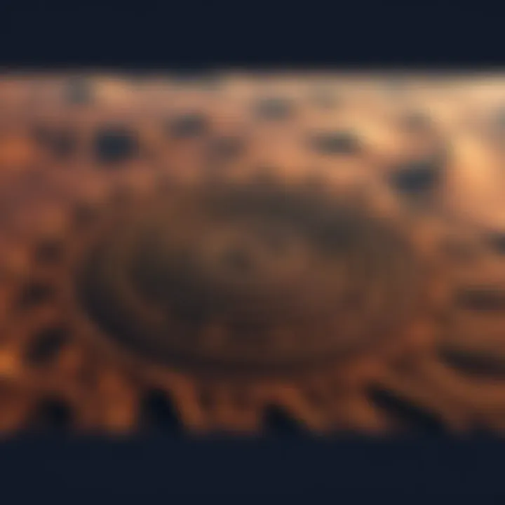 Aerial view of Richat structure showing circular patterns that resemble canals, with desert landscape in the background.