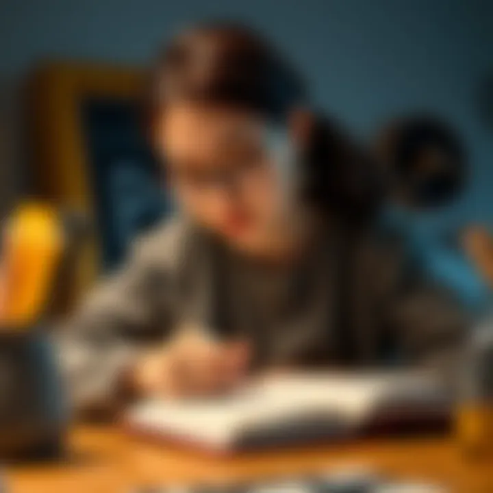 Right-Handed Woman Engaging in Daily Tasks A right-handed woman writing in a notebook with her right hand, showcasing her hand dominance in a home setting.