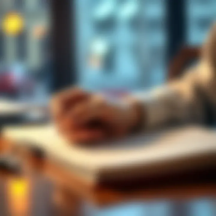 A right-handed person writing in a notebook with a pen, showcasing right-hand dominance.