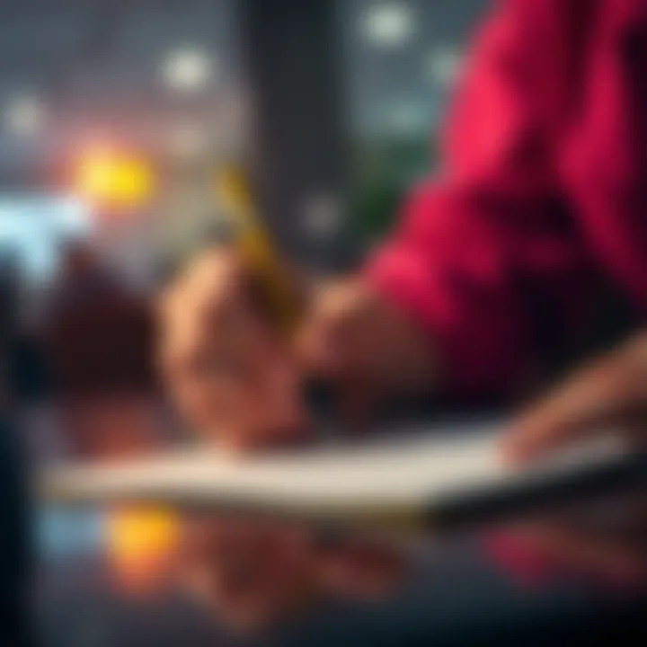 Right-Handed Person Writing A right-handed person writing with a pen on paper, illustrating the concept of right-hand dominance in daily activities.