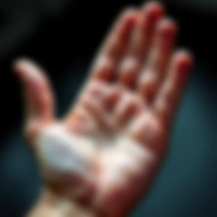 A close-up of a right-handed man's palm showcasing unusual characteristics.