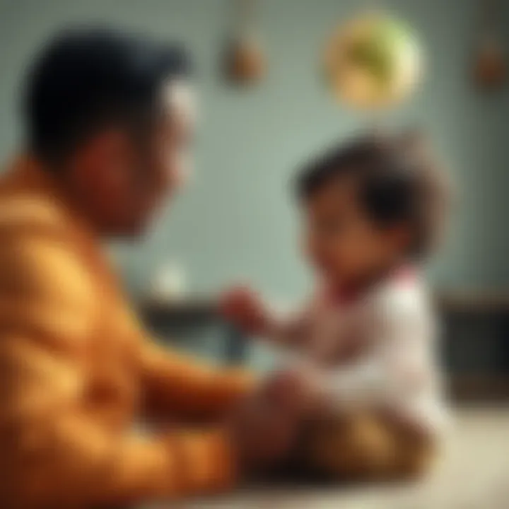 A right-handed parent interacting with their child during playtime, showcasing a loving relationship.