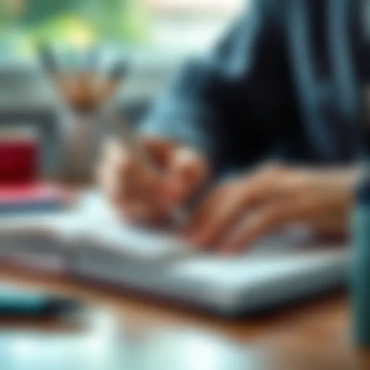 A right-handed person using their right hand to write on a notebook, showcasing everyday tasks and health considerations related to right-hand dominance