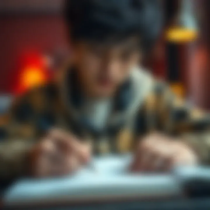 Right-Handed Young Adult A 23-year-old holding a pencil in their right hand while writing in a notebook, showcasing right-handedness