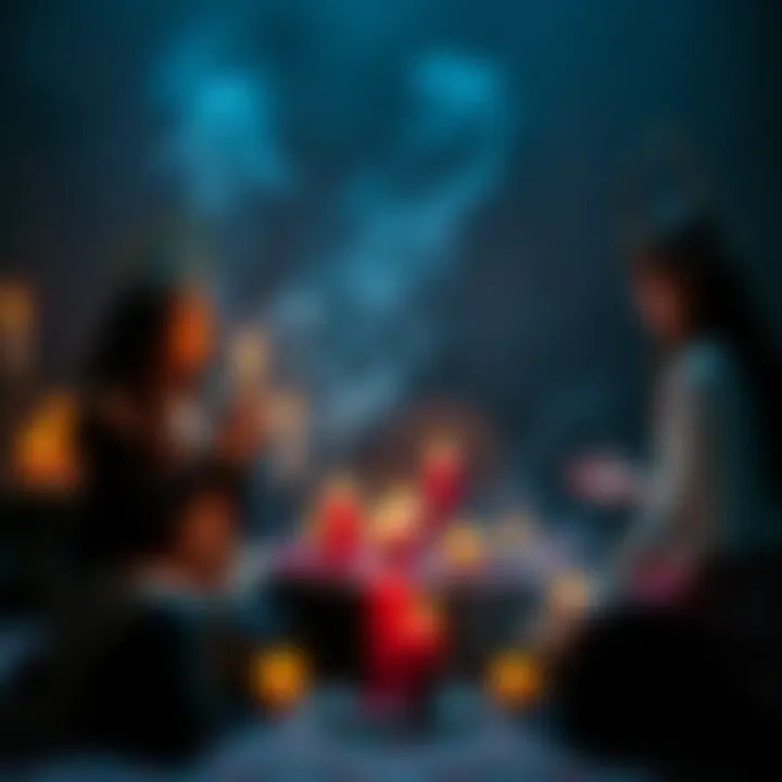 A group of casters performing a ritual together, surrounded by candles and symbols, illustrating the mix of energies