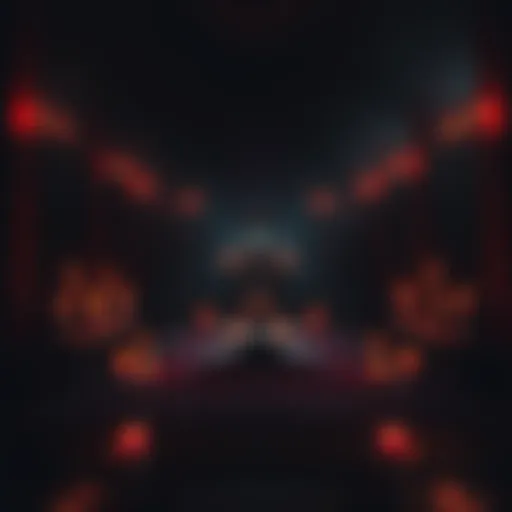 A darkened room with candles lit around a central altar, depicting a ritual setup reminiscent of A Dark Song.