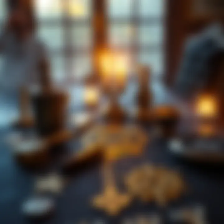 Ritual Tools for King Paimon A table set with a gold marker and sigils, ready for a ritual to invoke King Paimon on a Sunday.