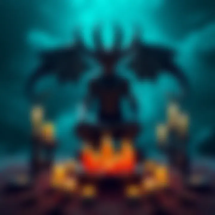 A serene ritual scene depicting the Goetia demon Bune, with candles and spiritual symbols, creating a calming atmosphere