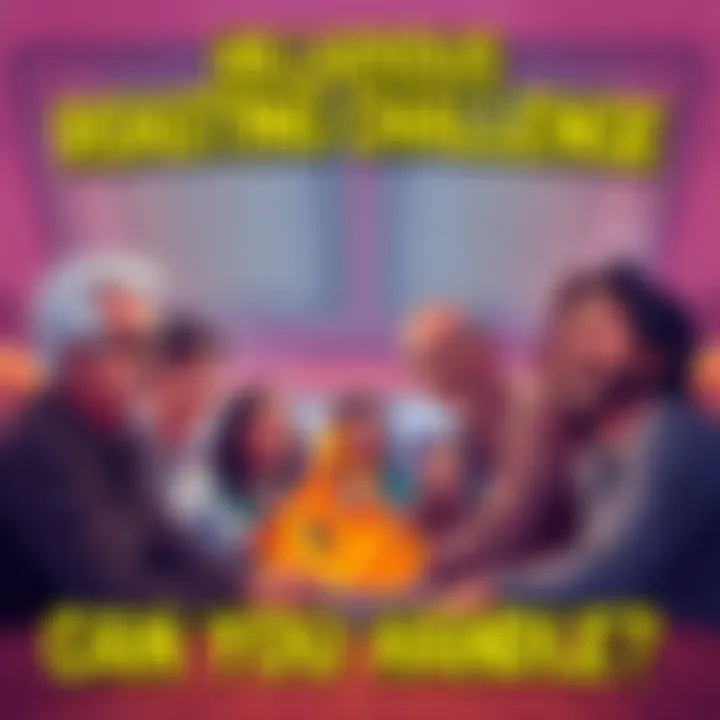 A group of people laughing and taking playful jabs at each other in a light-hearted roasting challenge.