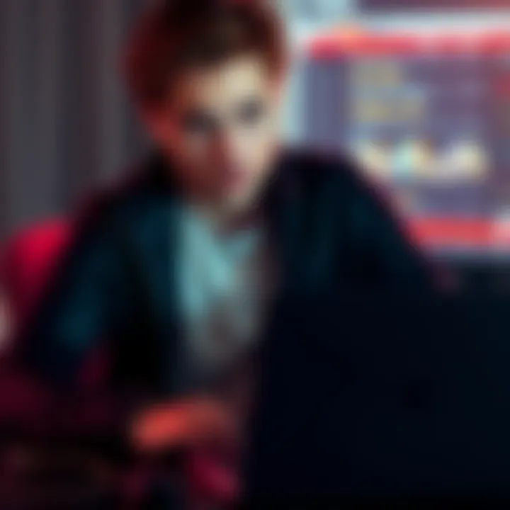 Actor Robert Pattinson sitting in front of a laptop, looking intrigued while browsing online forums about conspiracy theories