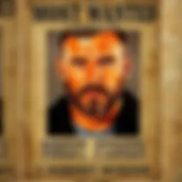 A wanted poster showing Robert Fisher's image and details of his family murder case, highlighting his status on the FBI's Most Wanted list.