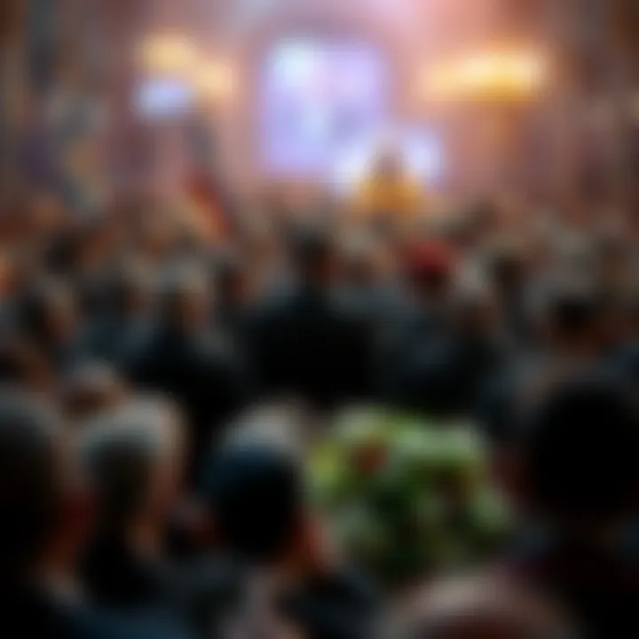 Crowd at Robert Maxwell's state funeral in Israel, with prominent figures and solemn atmosphere.