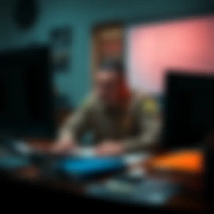 Roberto Grijalva Linked to Epstein Death A prison officer, Roberto Grijalva, sitting at a desk with a computer, looking concerned while typing on a forum about Jeffrey Epstein's death.