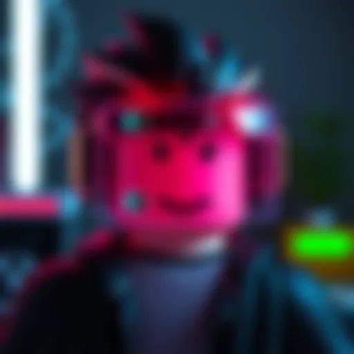 A Roblox character with a face scanner device, symbolizing age verification and government control concerns.