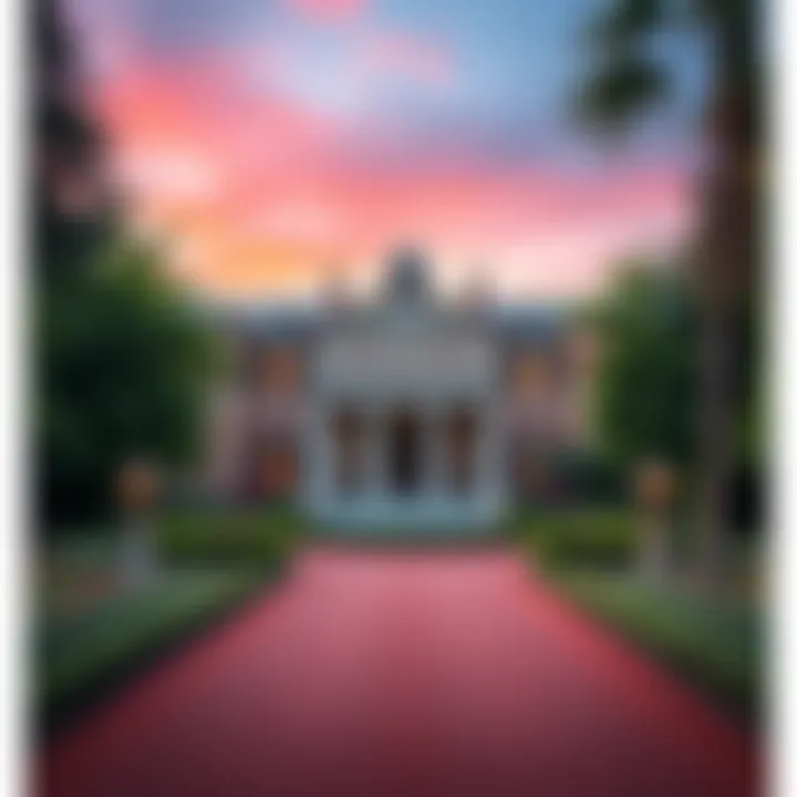 Rockefeller Family Estate A grand mansion representing the Rockefeller family's historical estate with lush gardens and classic architecture