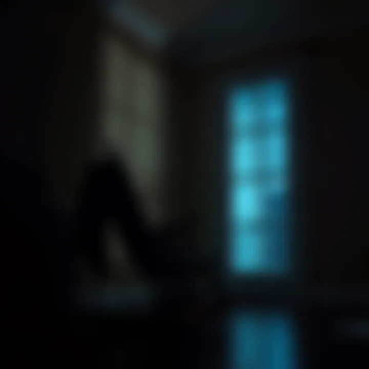 A rocking chair gently sways in a dimly lit room, hinting at a comforting presence. Shadows dance on the walls as a soft humming is heard in the background.