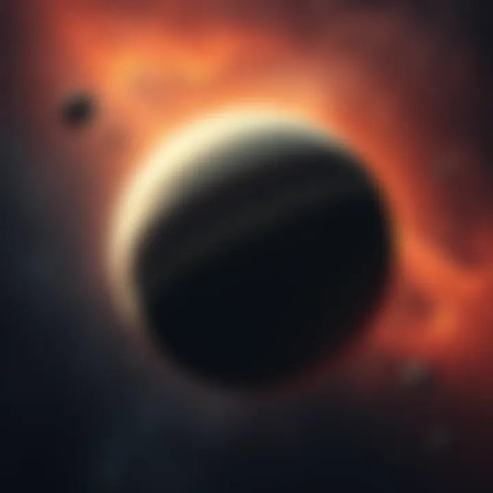 Rogue Planet Approaching Solar System A large, Jupiter-sized rogue planet moving through space toward the solar system, surrounded by stars and cosmic dust.