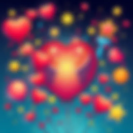 A colorful illustration showing hearts, stars, and astrological symbols representing love and attraction, embodying the influence of Venus signs.