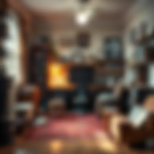 A cozy room filled with various clues hinting at the identity of its occupant, including books, photos, and personal items.