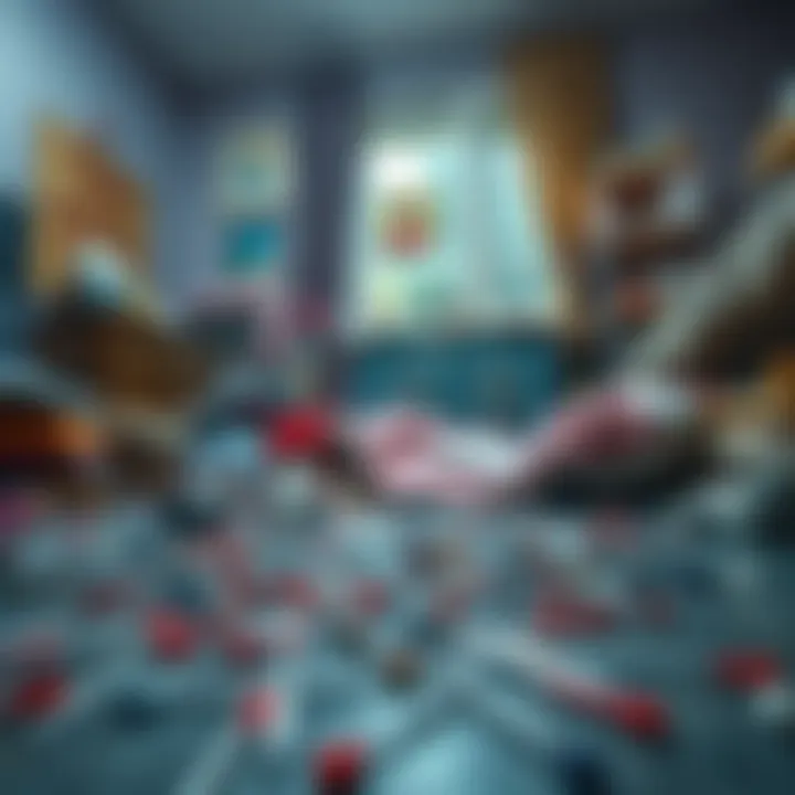 A messy living space showing scattered sewing needles on the floor, highlighting the roommate's clutter.