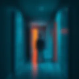 A person stands in a dimly lit hallway with shifting doors and a confused expression, hinting at strange occurrences in their new home.