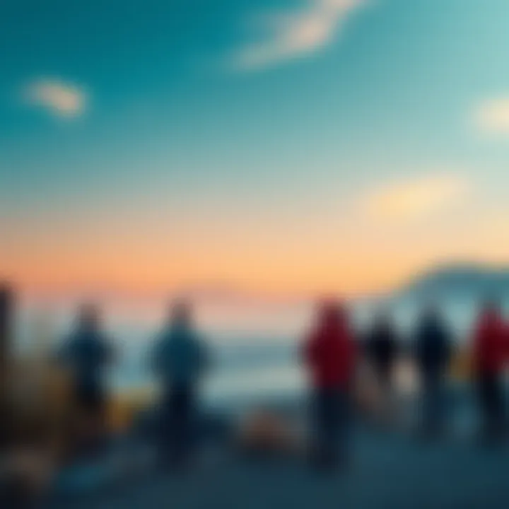 A group of people gazing out over Roosevelt Lake, intrigued by recent reports of a possible sighting