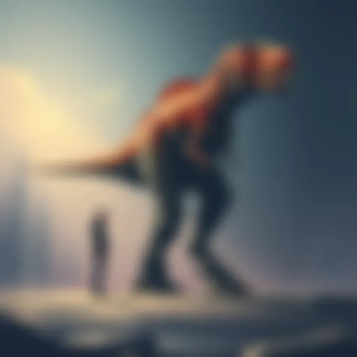 Illustration showing the size comparison of the Ropen neodinosaur cryptid alongside a human figure for scale.